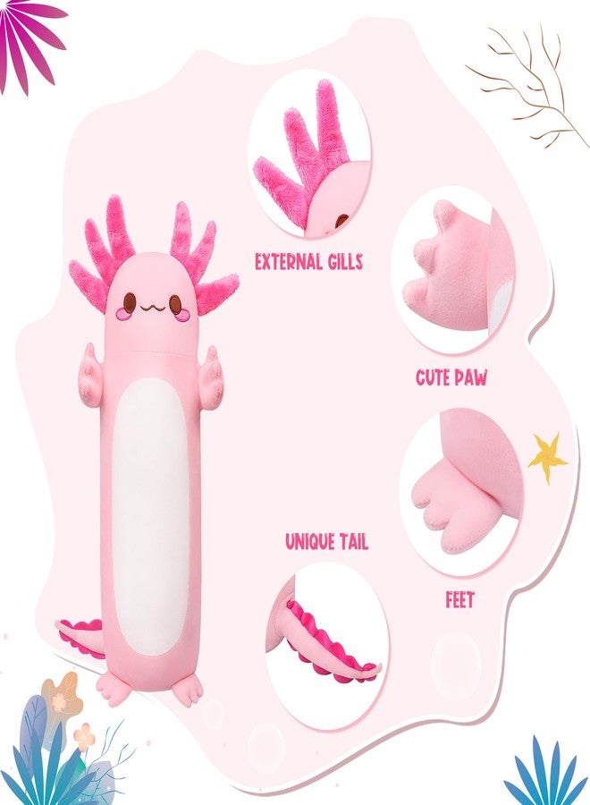 Auspicious beginning 20" Cute Axolotl Stuffed Animal Plush Pillow, Soft Kawaii Cat face Pink Axolotl Body Pillow Long Plush Doll Standing Hugging Pillow Toys for Kids Children Adults Gifts - Image 3